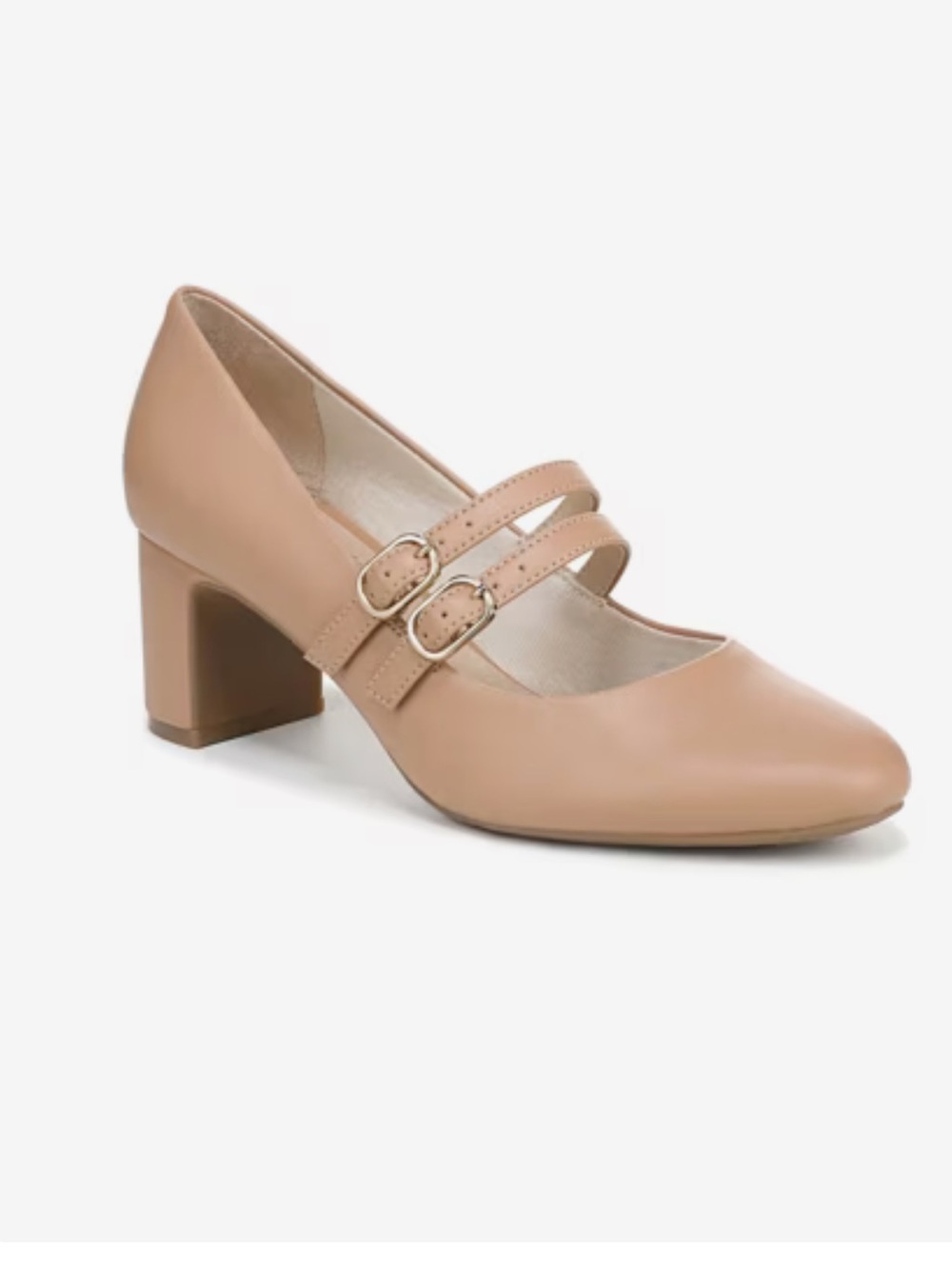 Life Stride Nude Double-Strap Block Heel Mary Jane